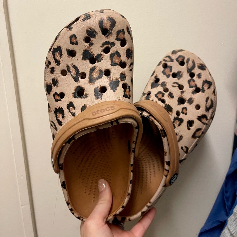 Cheetah Crocs.  Womens size 6